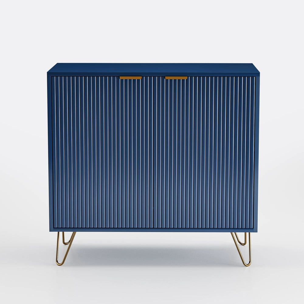 Buffet Bleu Nuit à 2 Portes – Design Moderne avec Pieds Dorés