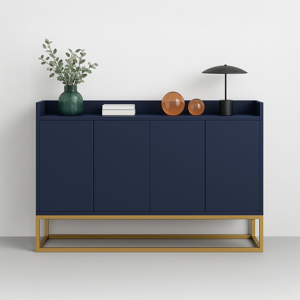 Buffet Contemporain Bleu Marine – Élégance Sculpturale et Fonctionnalité Raffinée