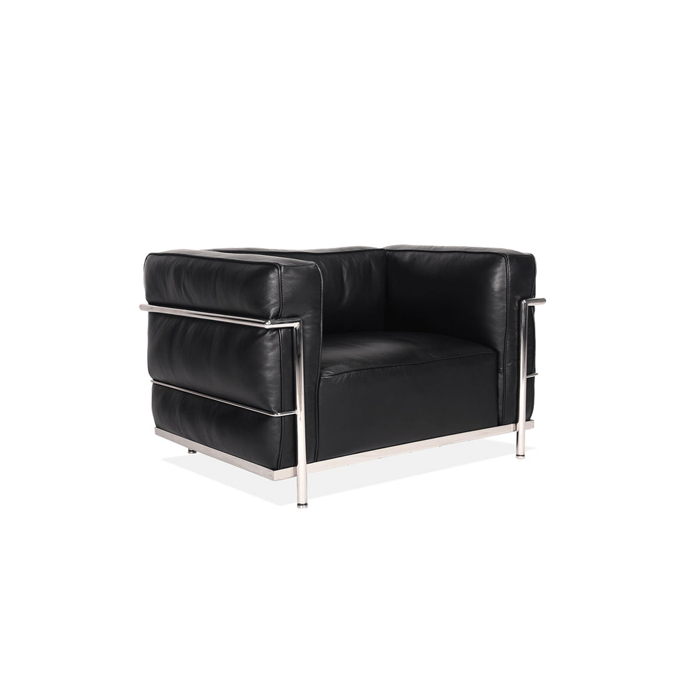 Fauteuil Grand Confort Moderniste – Cuir Véritable & Structure Chromée