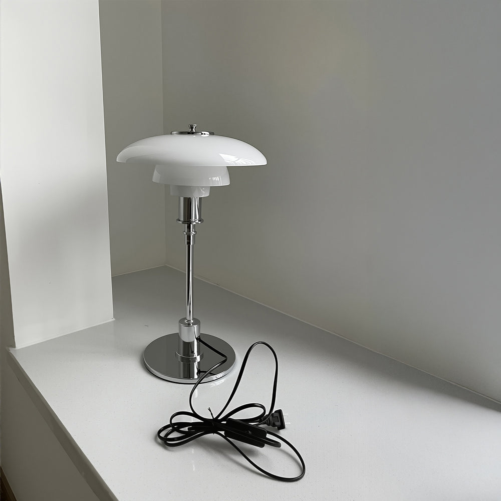 Lampe de Table Moderne en Verre et Métal – Finition Argentée ou Dorée