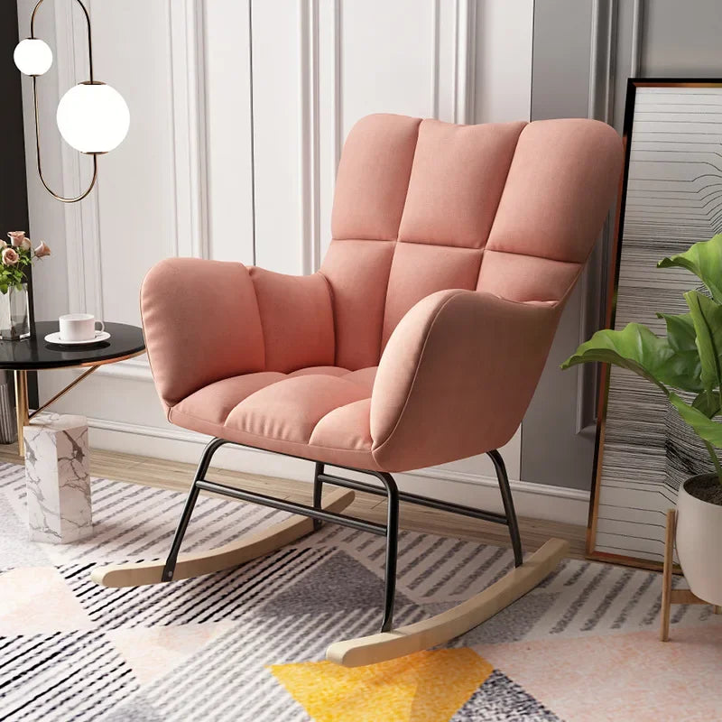 Fauteuil à Bascule en Similicuir Rembourré – Confort Chic et Design Moderne.