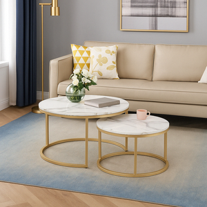 Tables Basses Imbriquées Effet Marbre – Design Élégant et Fonctionnel