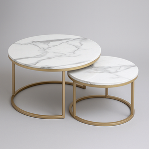 Tables Basses Imbriquées Effet Marbre – Design Élégant et Fonctionnel