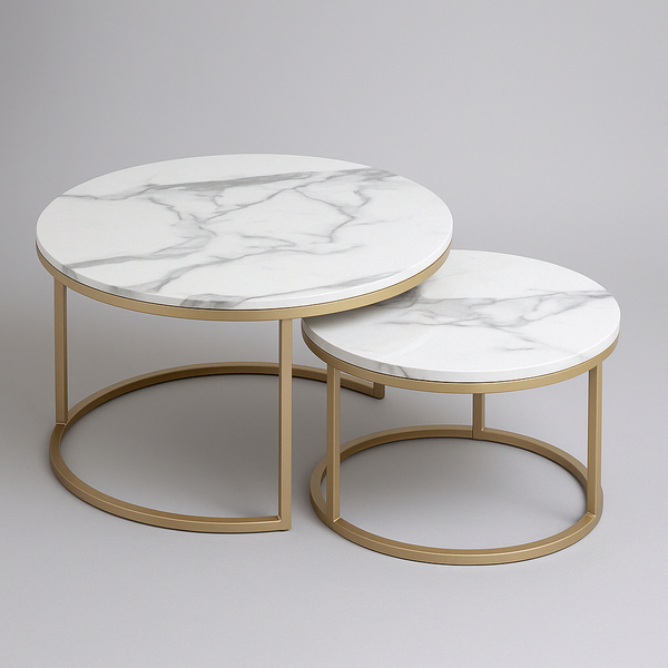Tables Basses Imbriquées Effet Marbre – Design Élégant et Fonctionnel