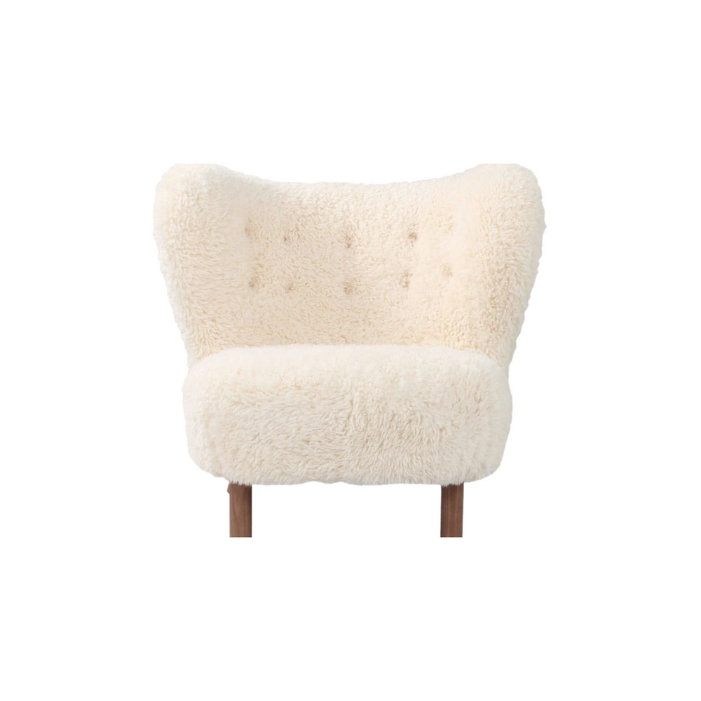 Fauteuil Bouclette Cocooning – Dossier Large & Pieds en Bois Massif avec Repose-Pieds.
