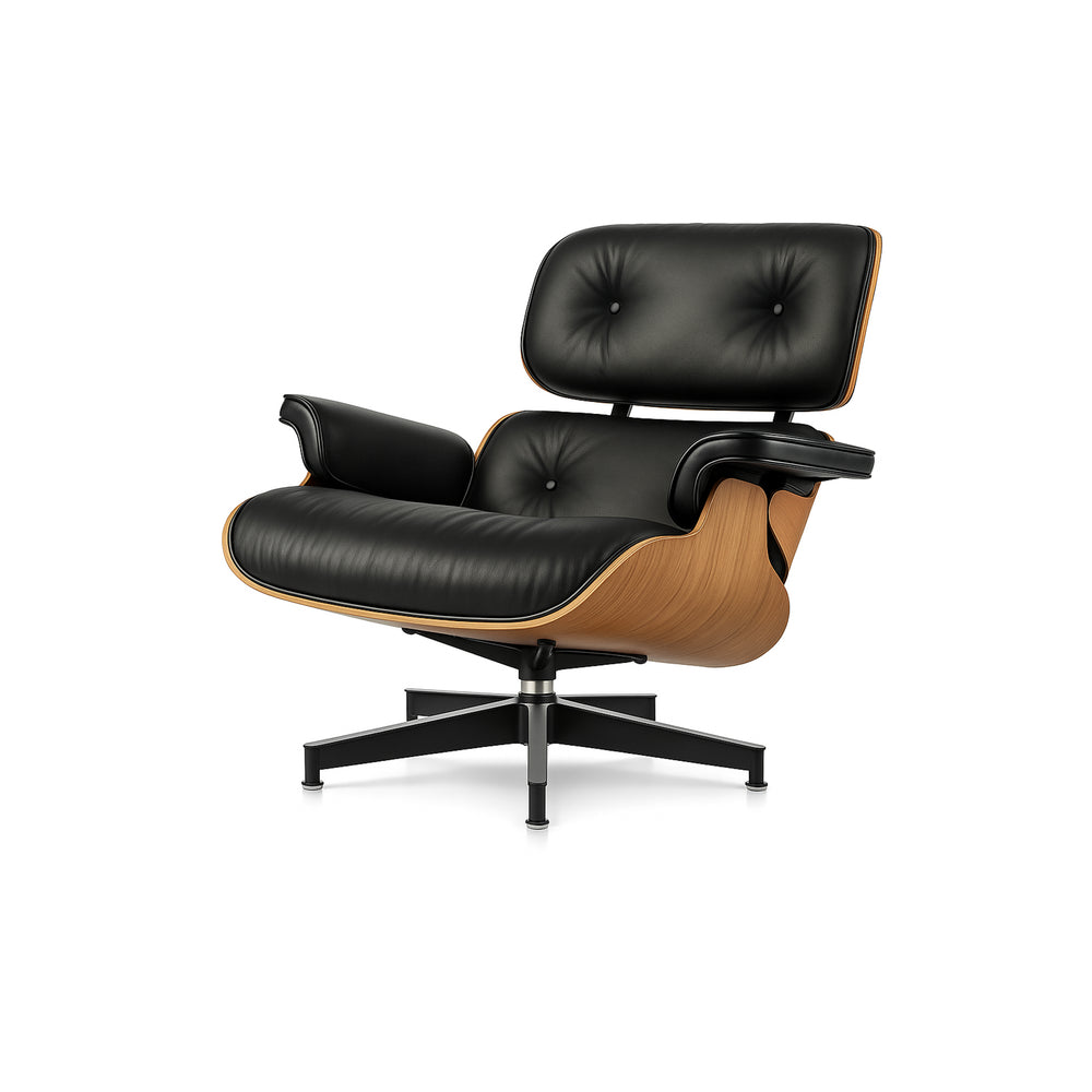 Ensemble Lounge Chair & Repose-Pieds – Finition Cuir Élégante