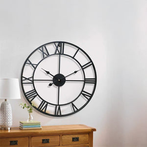 Horloge Murale Design en Fer Forgé – Chiffres Romains Sculptés 40 cm