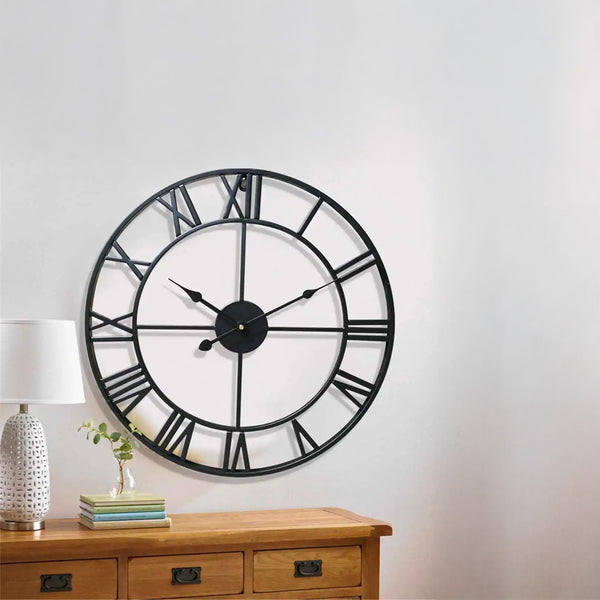 Horloge Murale Design en Fer Forgé – Chiffres Romains Sculptés 40 cm