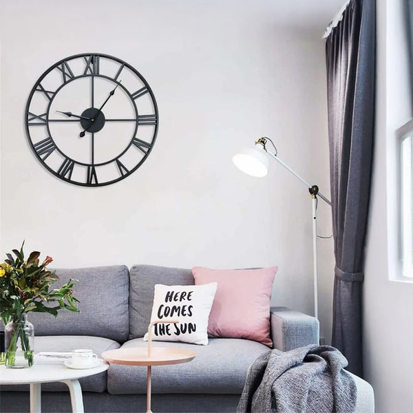 Horloge Murale Design en Fer Forgé – Chiffres Romains Sculptés 40 cm